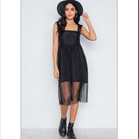 Sheer Dress With Slip - Picture 1 of 8